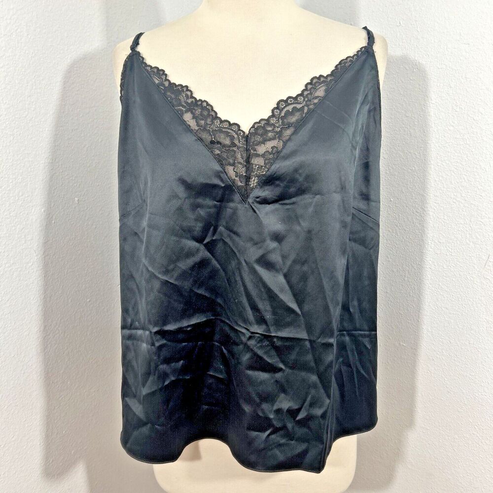Adore Me Lingerie Cami Top‎ Womens Extra Large Black Lace Satin Y2K
